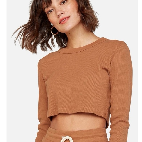 Mate the Label Thermal Long Sleeve Crop Top in Sedona - Picture 2 of 7